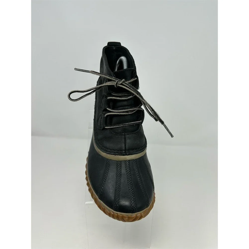 SOREL Duck Boots Black Waterproof Lace-Up Ankle Winter Rain Shoes Size 9.5